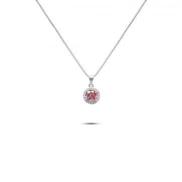 petsios Necklace with pink quartz and zircon stones