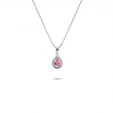 petsios Necklace with pink quartz and zircon stones