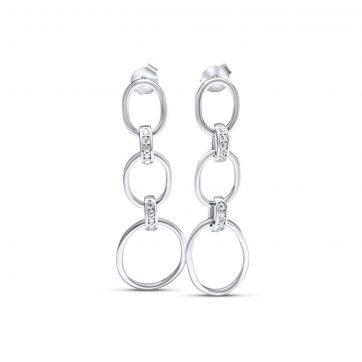 petsios Silver dangle earrings with zircon stones