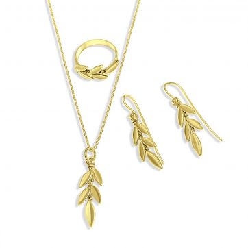 petsios Gold plated olive branch set