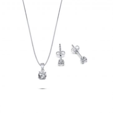 petsios Σετ κολιέ και σκουλαρίκια καρφωτά με πέτρες ζιργκόν