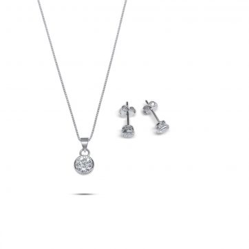 petsios Σετ κολιέ και σκουλαρίκια καρφωτά με πέτρες ζιργκόν