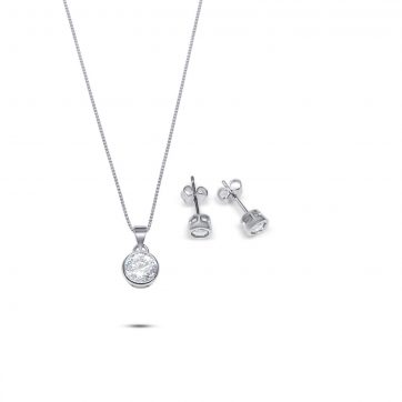 petsios Σετ κολιέ και σκουλαρίκια καρφωτά με πέτρες ζιργκόν