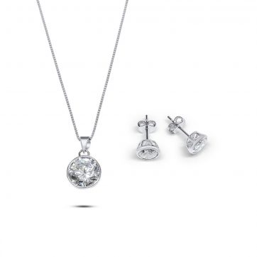 petsios Σετ κολιέ και σκουλαρίκια καρφωτά με πέτρες ζιργκόν