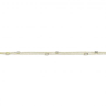 petsios Επίχρυση διπλή αλυσίδα ποδιού με πέτρες ζιργκόν