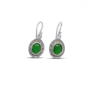 petsios Dangle marcasite earrings with emerald stones