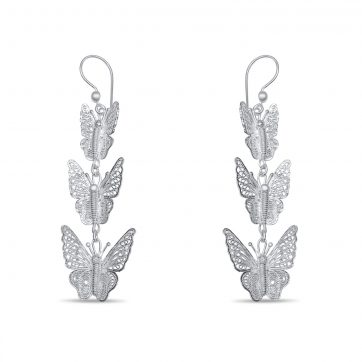 petsios Σκουλαρίκια φιλιγκράν κρεμαστά σε σχήμα πεταλούδας