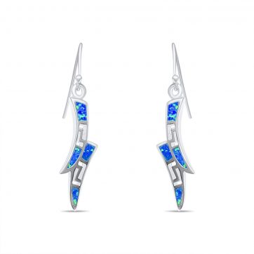 petsios Σκουλαρίκια κρεμαστά με πέτρες όπαλ και μαίανδρο