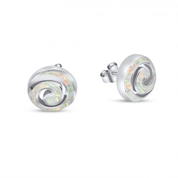 petsios Σκουλαρίκια σπείρες καρφωτά με λευκό όπαλ