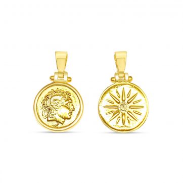 petsios Double sided Vergina star-Alexander the Great gold plated pendant