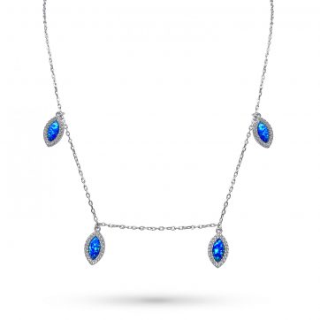 petsios Κολιέ με κρεμαστές πέτρες όπαλ και ζιργκόν