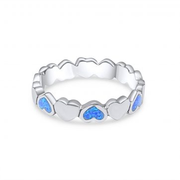 petsios Silver hearts ring with opal stones 