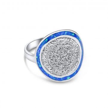 petsios Silver Faistos disc ring with opal stones 