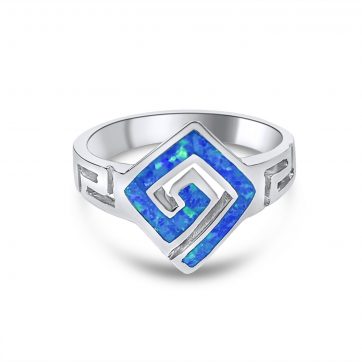 petsios Silver ring with opal stones and meander