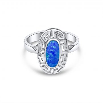 petsios Silver ring with opal stone and meander