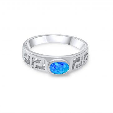 petsios Silver ring with opal stone and meander