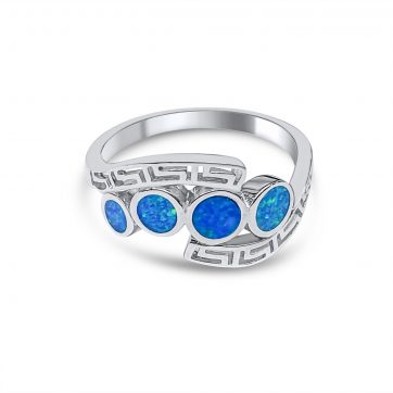 petsios Silver ring with opal stones and meander