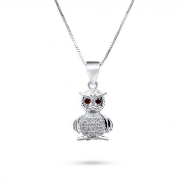 petsios Owl necklace with zircon stones