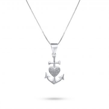 petsios Κολιέ άγκυρα με πέτρες ζιργκόν