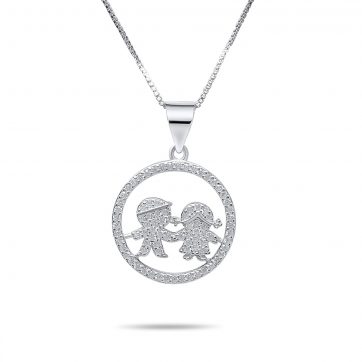 petsios Family necklace with zircon stones