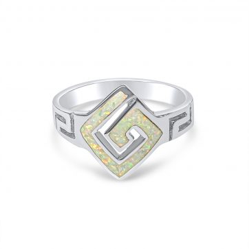 petsios Δαχτυλίδι με λευκό όπαλ και μαίανδρο