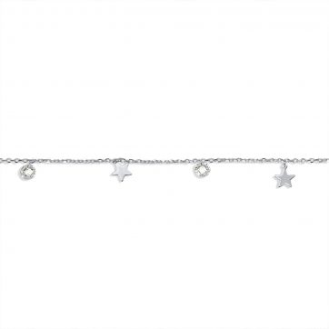 petsios Αλυσίδα ποδιού με κρεμαστά αστέρια και πέτρες ζιργκόν