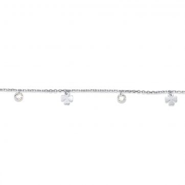 petsios Αλυσίδα ποδιού με κρεμαστά τετράφυλλα τριφύλλια και πέτρες ζιργκόν