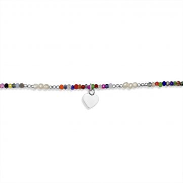 petsios Αλυσίδα ποδιού με πολύχρωμες χάντρες και κρεμαστή καρδιά