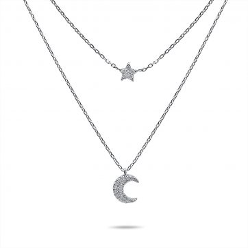 petsios Διπλό κολιέ με πέτρες ζιργκόν