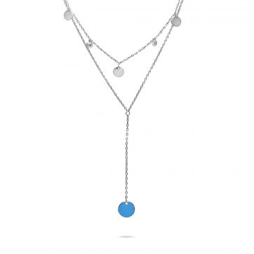 petsios Double Y-style silver necklace with zircon stones