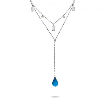 petsios Y-style silver necklace with zircon stones