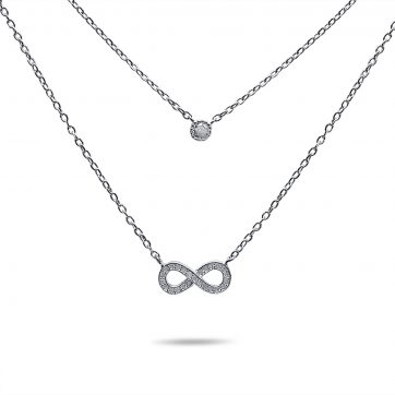 petsios Διπλό κολιέ άπειρο με πέτρες ζιργκόν