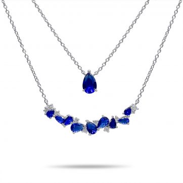 petsios Double necklace with sapphire stones