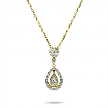 petsios Κολιέ επίχρυσο με πέτρες ζιργκόν