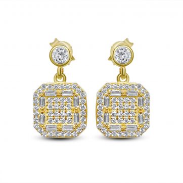 petsios Επίχρυσα σκουλαρίκια με πέτρες ζιργκόν