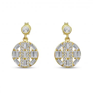 petsios Επίχρυσα σκουλαρίκια με πέτρες ζιργκόν