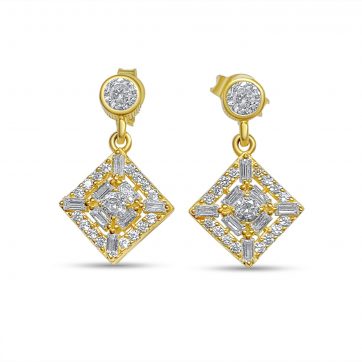 petsios Επίχρυσα σκουλαρίκια με πέτρες ζιργκόν