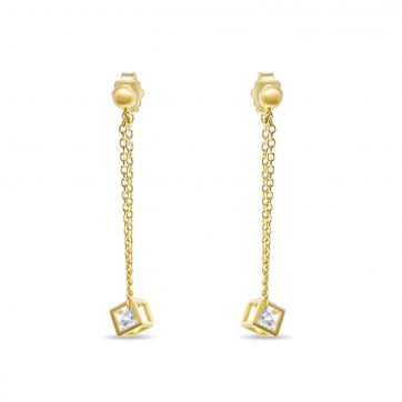 petsios Επίχρυσα σκουλαρίκια με πέτρα ζιργκόν