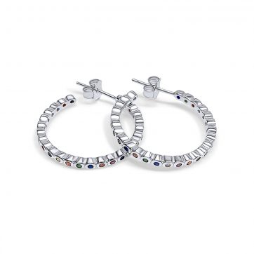 petsios Ασημένια σκουλαρίκια με πέτρες ζιργκόν