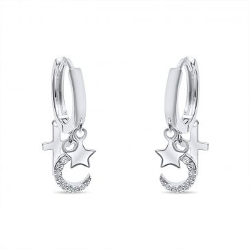 petsios Ασημένια σκουλαρίκια με πέτρες ζιργκόν