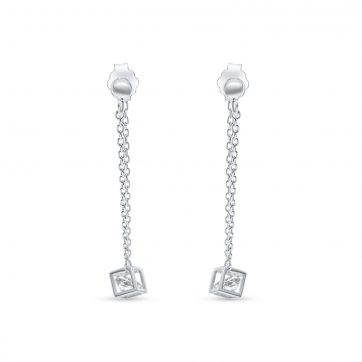 petsios Ασημένια σκουλαρίκια με πέτρα ζιργκόν