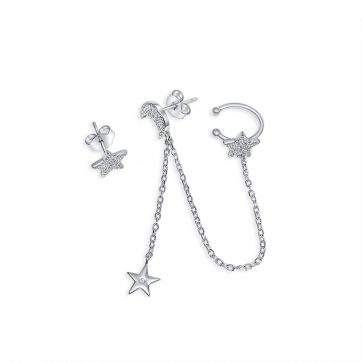 petsios Ασημένια σκουλαρίκια με πέτρες ζιργκόν