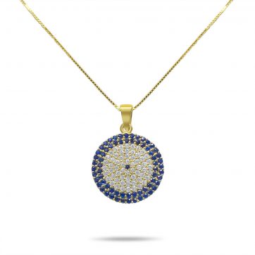 petsios Κολιέ μάτι με πέτρες ζιργκόν επίχρυσο