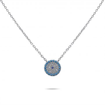 petsios Κολιέ μάτι με πέτρες ζιργκόν