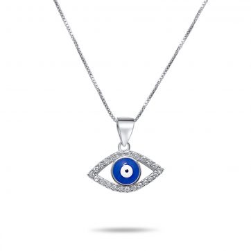 petsios Κολιέ μάτι με πέτρες ζιργκόν