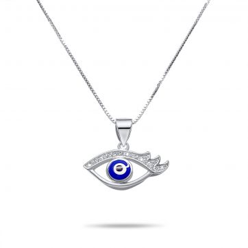 petsios Κολιέ μάτι με πέτρες ζιργκόν