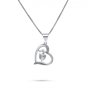 petsios Κολιέ καρδιά με ζιργκόν πέτρες