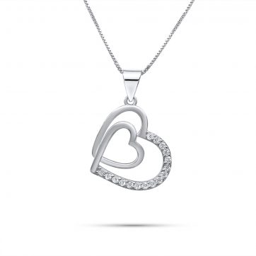 petsios Κολιέ καρδιά με ζιργκόν πέτρες