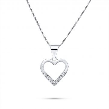 petsios Κολιέ καρδιά με ζιργκόν πέτρες