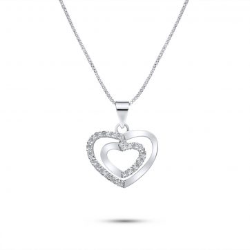 petsios Κολιέ καρδιά με ζιργκόν πέτρες